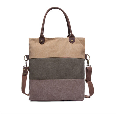 

New fashion women canvas shoulder bag genuine leather messenger bag for ladies large tote bag high quality handbag
