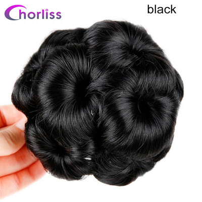 

Chorliss Donut Chignon Hair Clip In Plastic Comb Elastic Bun Hairpieces High Temperature Fiber Black Brown With Pure Color 1 pc
