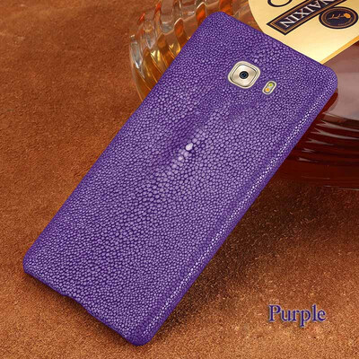 

Genuine Leather Phone Case For Samsung C9 Pro Case Natural Pearl Fish Skin Back Cover For S7 S8 Plus Case