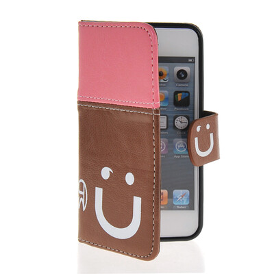

MOONCASE Leather Side Flip Wallet Card Slot Pouch Stand Shell Back ЧЕХОЛ ДЛЯ Apple iPhone 5 5S Pink Brown