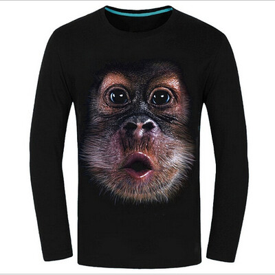 

Causul Men's Wear Night Wolf 3D Animal Printed T Shirt Men ,Black Cotton One-Neck Slim Fit Hip Hop T Shirt Men Clothing