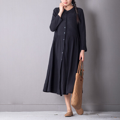 

2018 Новый стиль Литературный стиль с длинным рукавом Хлопок и хлопчатобумажное платье Женская женская одежда для женщин