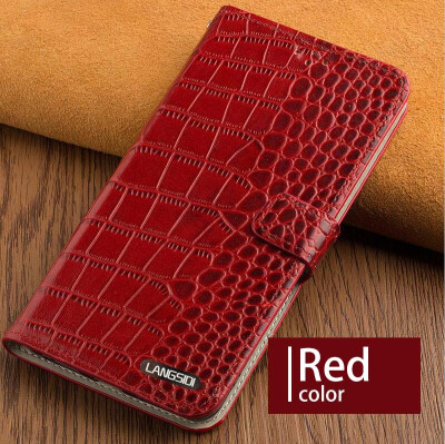 

Genuine Leather flip Case For Samsung S6 S7 S8 Plus Note 8 Crocodile Flat Texture Leather buckle phone cover