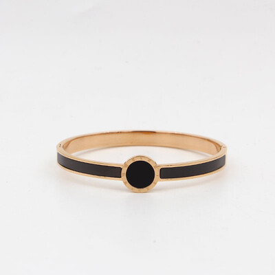 

Black Roman Bangle Bun Round Bracelet for Men&Women Fashion Titanium Steel 18K Rose Gold Bracelet