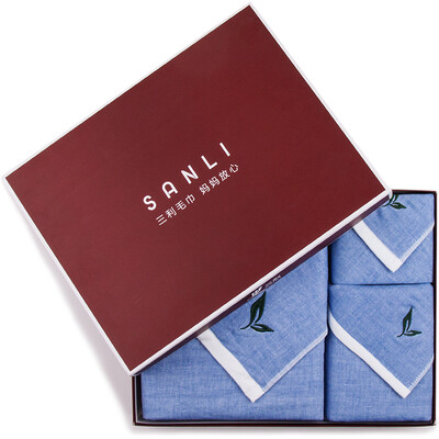 

[Jingdong Supermarket] Sanli cotton AB version of gauze series plant flavor square towel towel towel combination of three-piece gift box tea - Duo color