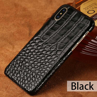 

LANGSIDI Genuine Leather Phone Case For iPhone X Case Crocodile Texture Back Cover