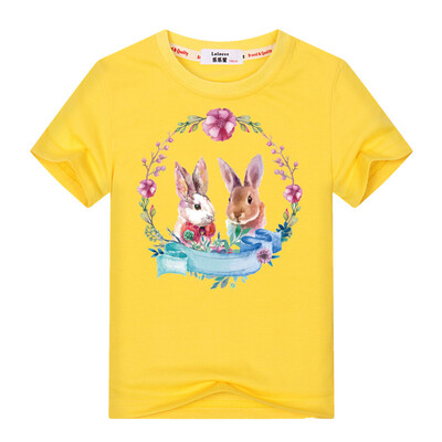 

100% хлопок Новые летние девушки Симпатичные футболки с короткими рукавами мультфильм животных Детская одежда Tops Summer Lovely R