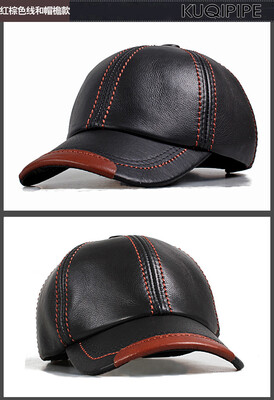 

High quality Genuine Leather Adjustable Solid color Baseball Caps Unisex Couple Hat Fashion Leisure Casual Hats