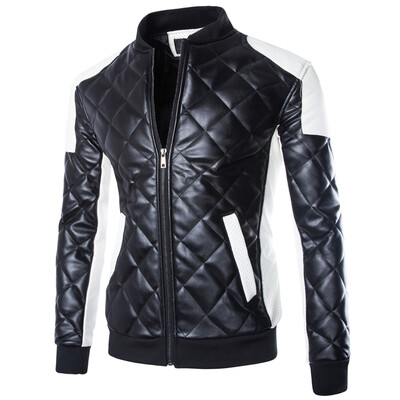 

Plus Size Mens Winter New Tide Washed PU Leather Collar Leather Fashion Warm Padded Coat