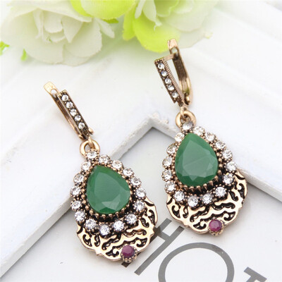 

Классические смолы Антикварные турецкие серьги Принцесса Крюк Ретро Золотые серьги с каплями цвета Женские украшения Высококлассна