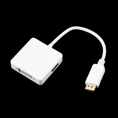 

3 в 1 DisplayPort к DVI конвертер DP для DVI кабеля HDMI DP адаптер конвертер белый