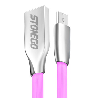 

Zinc Alloy Noodle Cable Sync Data Fast Lightning Charging Adapter Charge Cable Micro USB Cables Phone Cell Phone Accessories- Pink