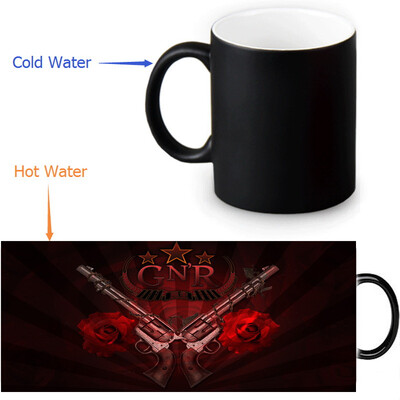 

Guns and Rose 350ml/12oz Heat Reveal Mug Color Change Coffee Cup Sensitive Morphing Mugs Magic Mug Milk Tea Cups