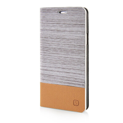 

MOONCASE Canvas Design Leather Side Flip Wallet Pouch Stand Shell Back Case Cover for Samsung Galaxy A3 Light Brown