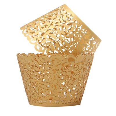 

MyMei 12pcs Filigree Lace Cupcake Wrappers Wraps Wedding Party Cake Decoartion