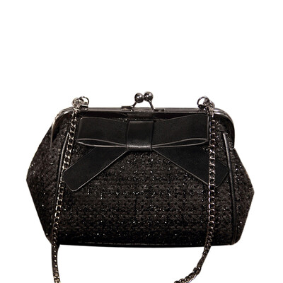 

Handbags 2016 new bow Korean wave packet shoulder fashion small fragrant wind woolen chain Messenger Bag