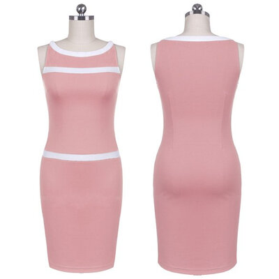 

Fashion Lady Women Slash Neck Sleeveless Pencil Dress Slim Cocktail Party Dress