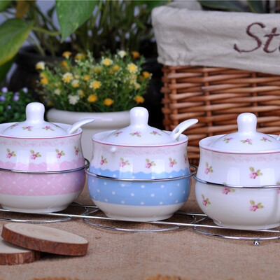 

Bezes керамические приправы cans три комплекта пасторального цветочного корейского костюма коробки аромата