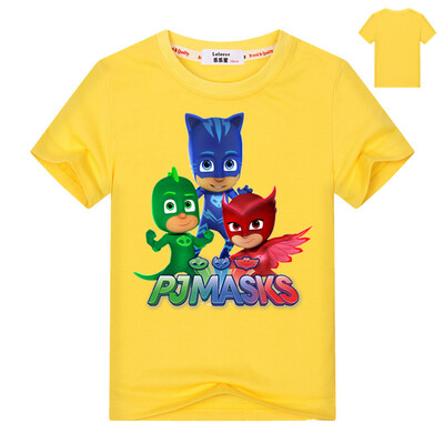 

Мультфильм Футболка PJ MASKS Футболка с коротким рукавом Детская одежда для девочек Детская одежда Мальчики Хлопок Летние тисы Дет