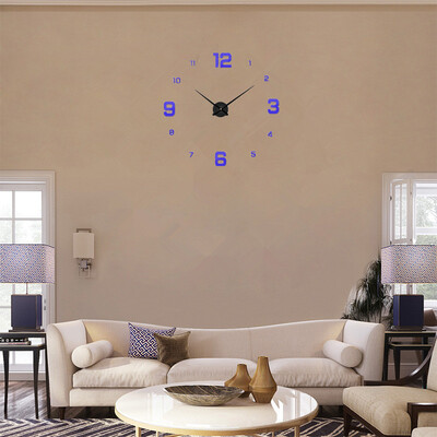 

Modern Frameless DIY Wall Clock Large 3D Wall Watch Non Ticking for Living Room Bedroom Kitchen