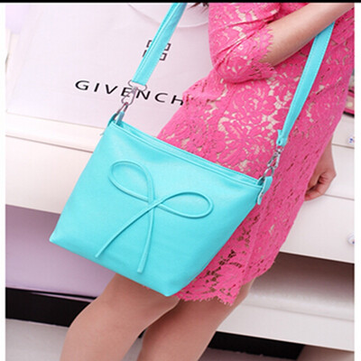 

Bow Handbag Tote Brief Leather Womens Shoulder Bag Candy Color Designer Bucket