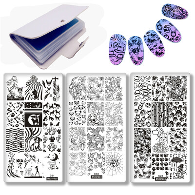 

Cute Animal Nail Stamp Stamping Plate Dog Panda Image Print Nails Painting Templates Decoration with Leather Case Plates Set