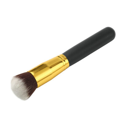 

Cosmetic Brush Face Makeup Blusher Powder Foundation Round Top Wood+Aluminum Black&gold