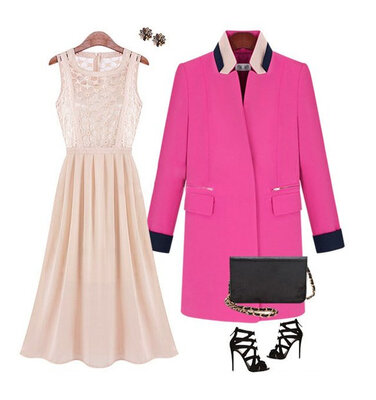 

Stylish Lady Womens O-Neck Sleeveless Sundress Patchwork Party Cocktail Chiffon Long Dress