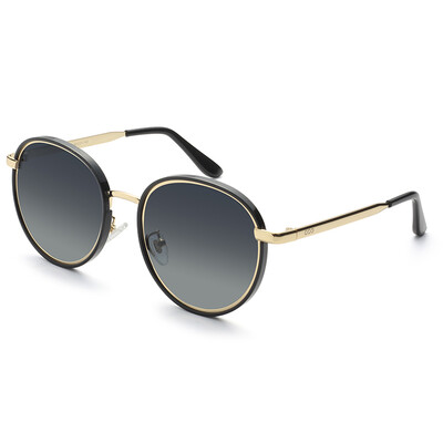 

Blue Bluekiki Polarized Sunglasses Womens Fashion Round Frame Color Film Trends Sunglasses Driving Mirror Female 7032 Black Frame Black Gray