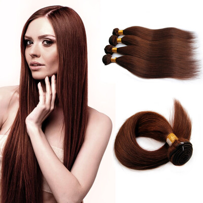 

Nami Hair 4 Bundles Light Brown 4 Color Brazilian Human Straight Hair Extensions12"-26" No Shedding No Tangle Free Shipping