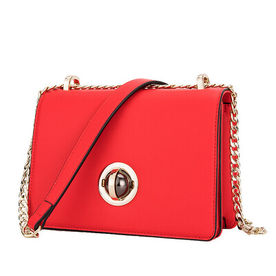 

Aokang womens bag ladies shoulder bag diagonal bag solid color simple fashion chain backpack 8812103041 red
