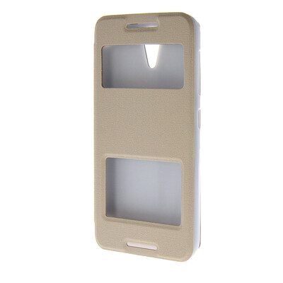 

MOONCASE Two window Leather Wallet Flip Pouch Case Cover for HTC Desire 620 White
