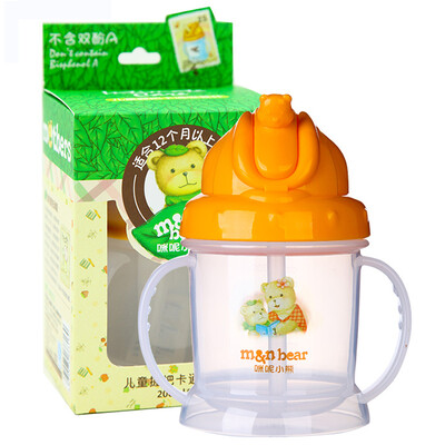 

N BEAR baby grip cartoon suction cup 200ml children with a handle learn to drink cups cups
