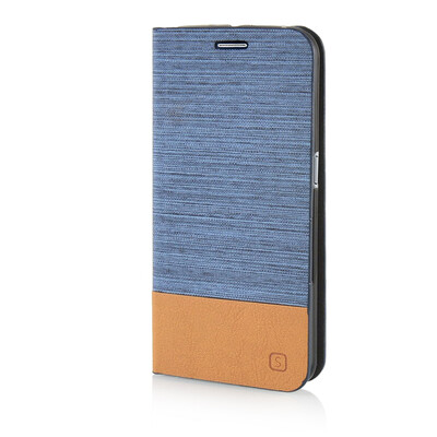 

MOONCASE Canvas Design Leather Side Flip Wallet Pouch Stand Shell Back ЧЕХОЛ ДЛЯ Samsung Galaxy S6 Light Blue