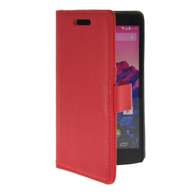 

MOONCASE Slim Leather Side Flip Wallet Card Holder Pouch with Kickstand Shell Back Case Cover for LG Google Nexus 5 Red