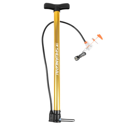 

Double-brand portable multi-function bicycle basketball inflatable swimming ring pump with gas needle&car tire clips gold extra large