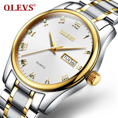 

OLEVS Fashion Brand Ladies Auto Date Watches Коричневая кожа для женского розового золота Кварцевые часы Женские повседневные наручные часы