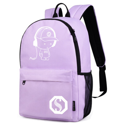 

Girl night light fashion creative travel backpack school bag