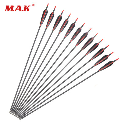 

12 шт. 80 см. Шпиндель 500 Углеродные стрелки OD7.6 мм ID6.2мм с 2 черными и 1 красным турецким пером для охоты Стрельба из лука