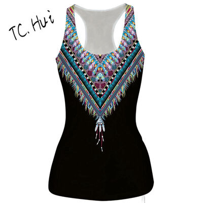 

2018 Europe&the United States new wild casual vests digital printing in the long section of the Slim bottom vest