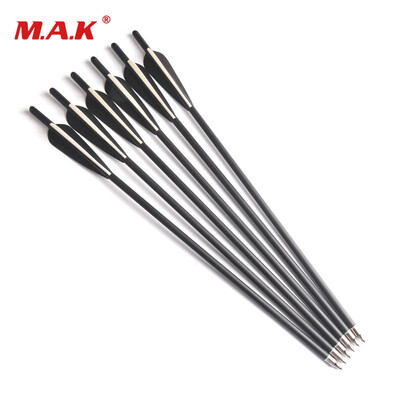 

6 pcs Carbon Crossbow Arrow 17 Inches 2 Black 1 White Feather Diameter 88 mm for Archery Bow Hunting Shooting