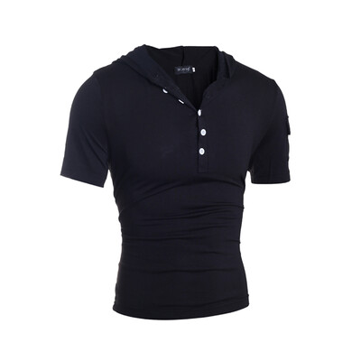 

Zogaa New Mens T-Shirt Patchwork Hooded