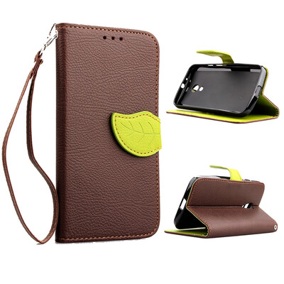 

MOONCASE [Leaves Magnetic] Flip PU Leather Wallet Card Pouch Bracket Stand Back Case Cover for Motorola Moto G (2nd generation