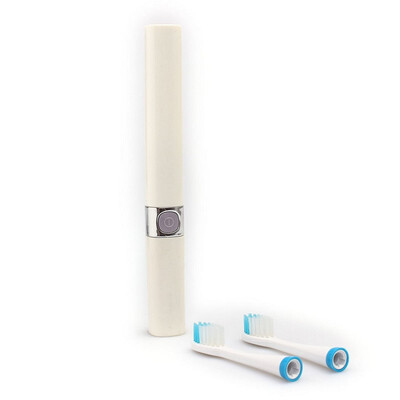 

MyMei Slim White ABS Sonic Electric Toothbrush Portable 3 Brush Head Battery Power