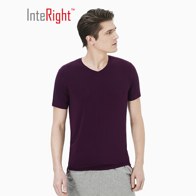 

INTERIGHT bottoming shirt mens modal stretch V-neck short-sleeved shirt iron blue XXL