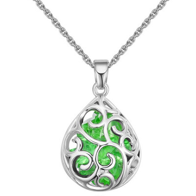 

Water Drop Crystal Necklaces Pendant For Women Fashion Jewelry Accessories High Quality Stylish Bijoux White Gold Plated 27977