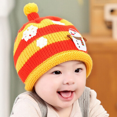 

Buebos Ninos 2015 New Autumn Winter Warm Baby Kid Hat Snow Flower Snowman Patten Toddler Beanie Cap Soft Crochet Knit Wool Cap