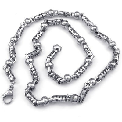 

Hpolw New Design Fashion Hot Sale Vintage Jewelry Mens Stainless Steel Silver Necklace simple geometric designs Biker Links Chain