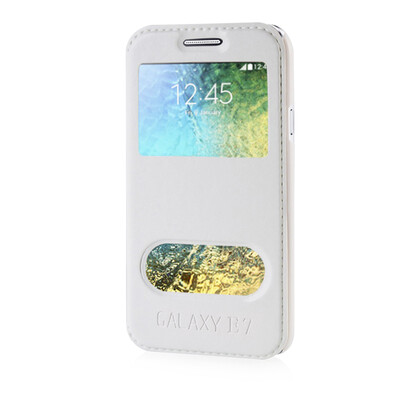

MOONCASE View Window High grade Leather Side Flip Pouch Stand Shell Back ЧЕХОЛ ДЛЯ Samsung Galaxy E7 White
