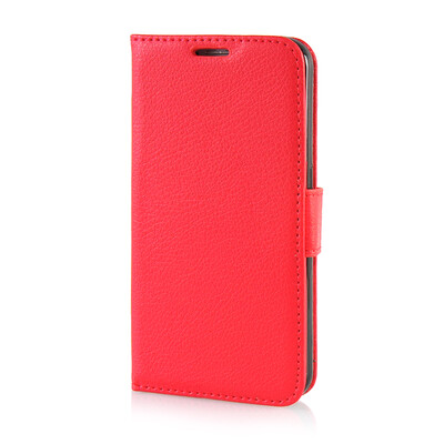 

MOONCASE Litch Skin Leather Side Flip Wallet Card Slot Pouch Stand Case Cover for Samsung Galaxy S6 Red